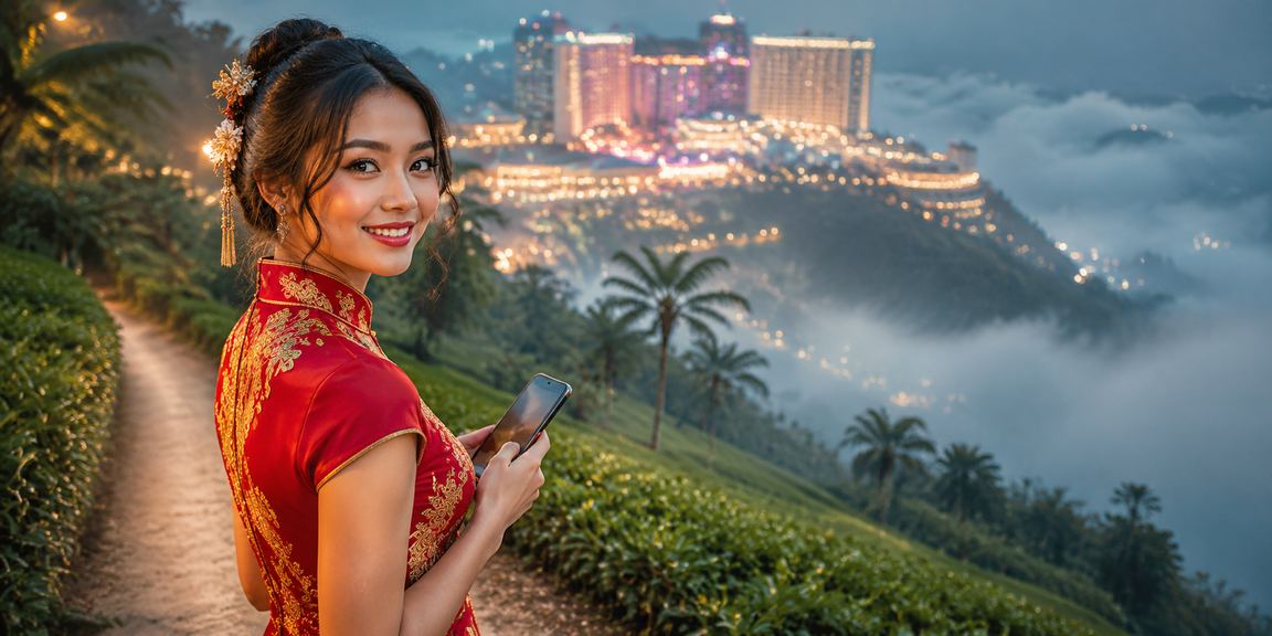 Pemain VIP 3010 di Genting Highlands menyemak mata ganjaran melalui telefon pintar